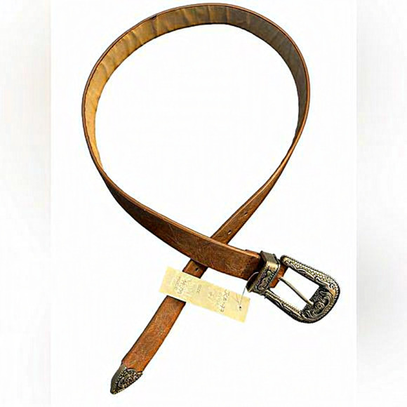 NWT  CS Clothing‎ LAWestern Style Belt Light Brown Silver Length 41” Width 1” - Picture 1 of 5